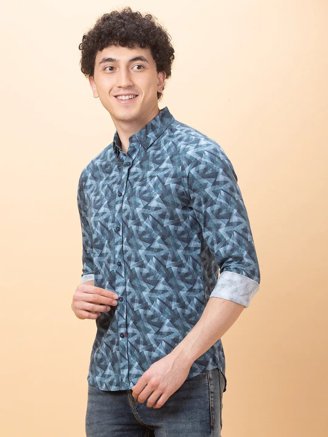 Blue Slim Fit Regular Collar Mens' Shirt by Being Human Clothing