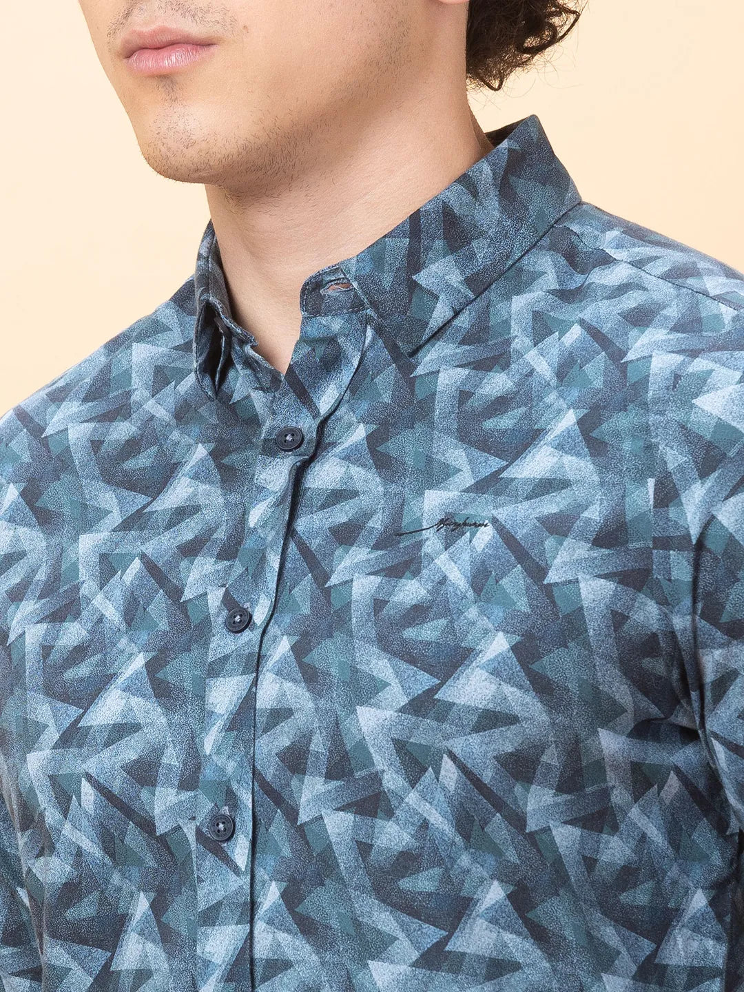 Blue Slim Fit Regular Collar Mens' Shirt by Being Human Clothing