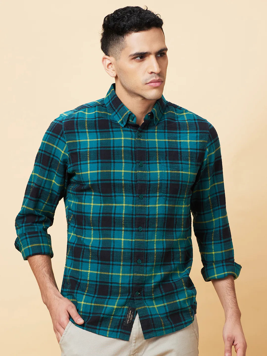 Emerald Slim Fit Regular Collar Men's Shirt by Being Human Clothing