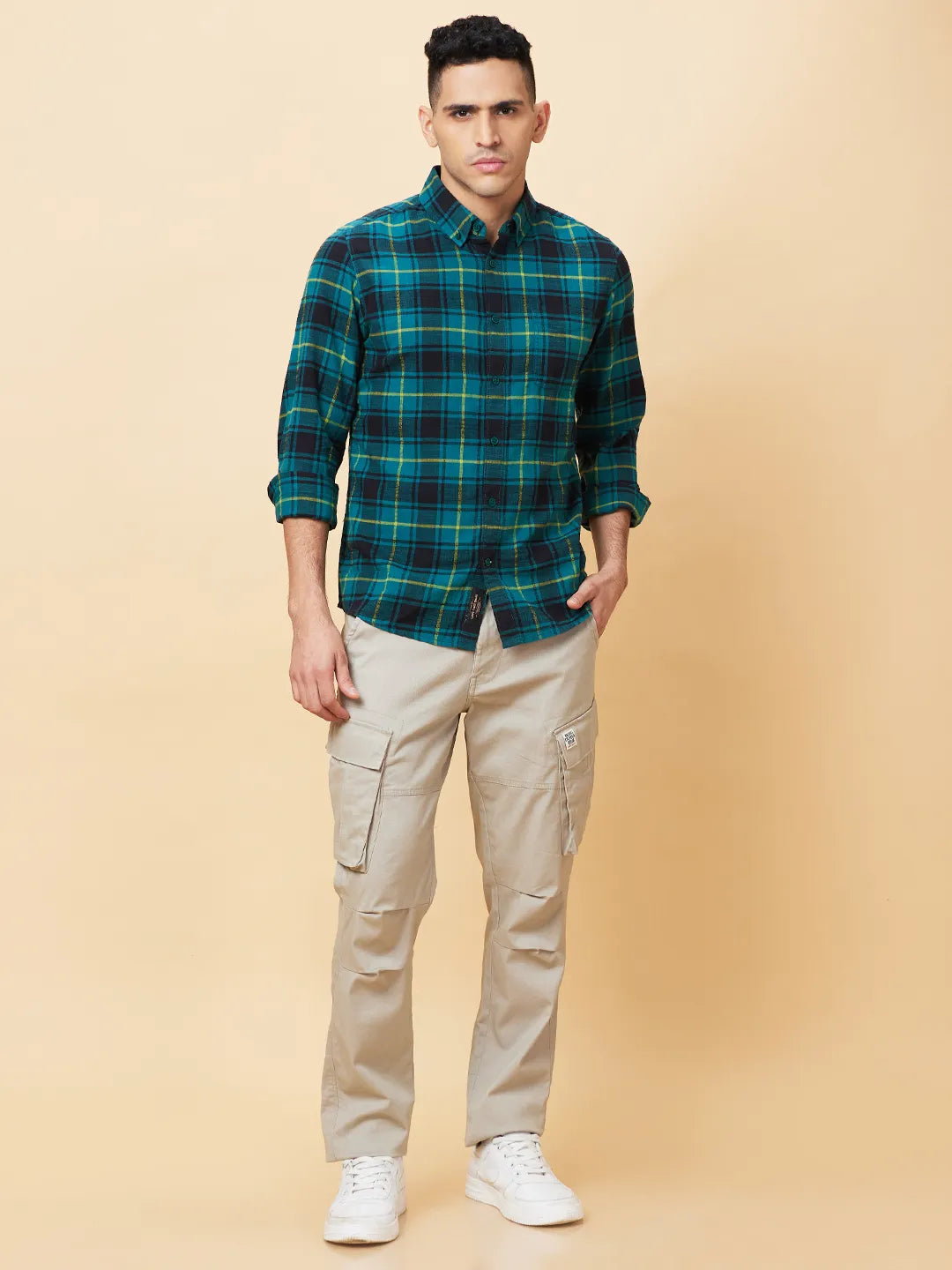 Emerald Slim Fit Regular Collar Men's Shirt by Being Human Clothing