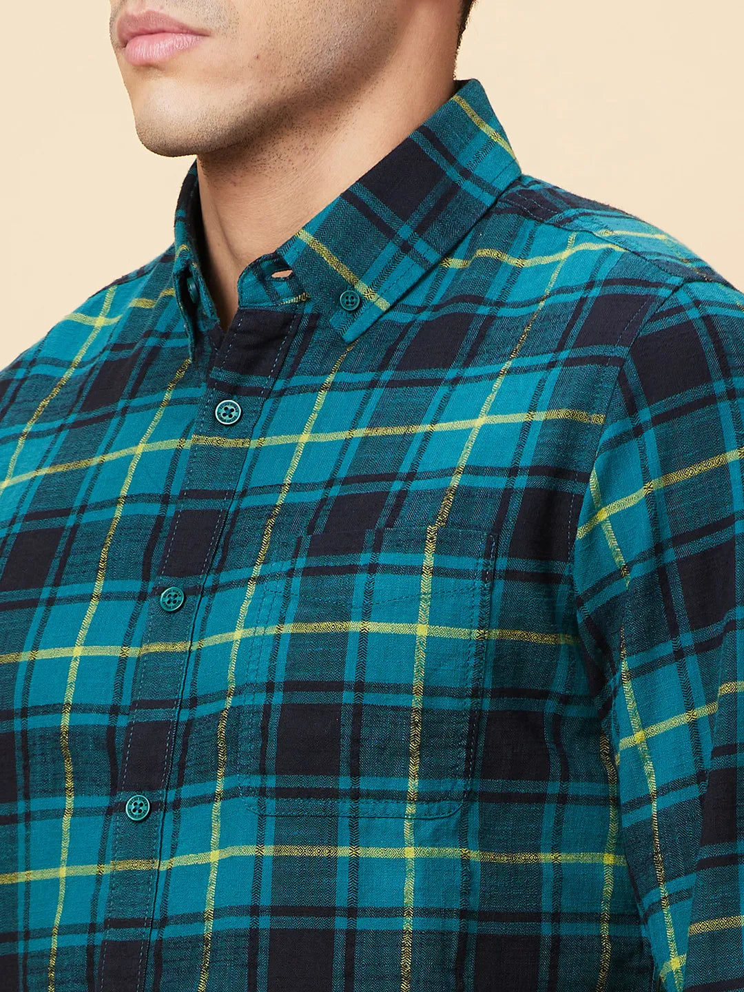 Emerald Slim Fit Regular Collar Men's Shirt by Being Human Clothing