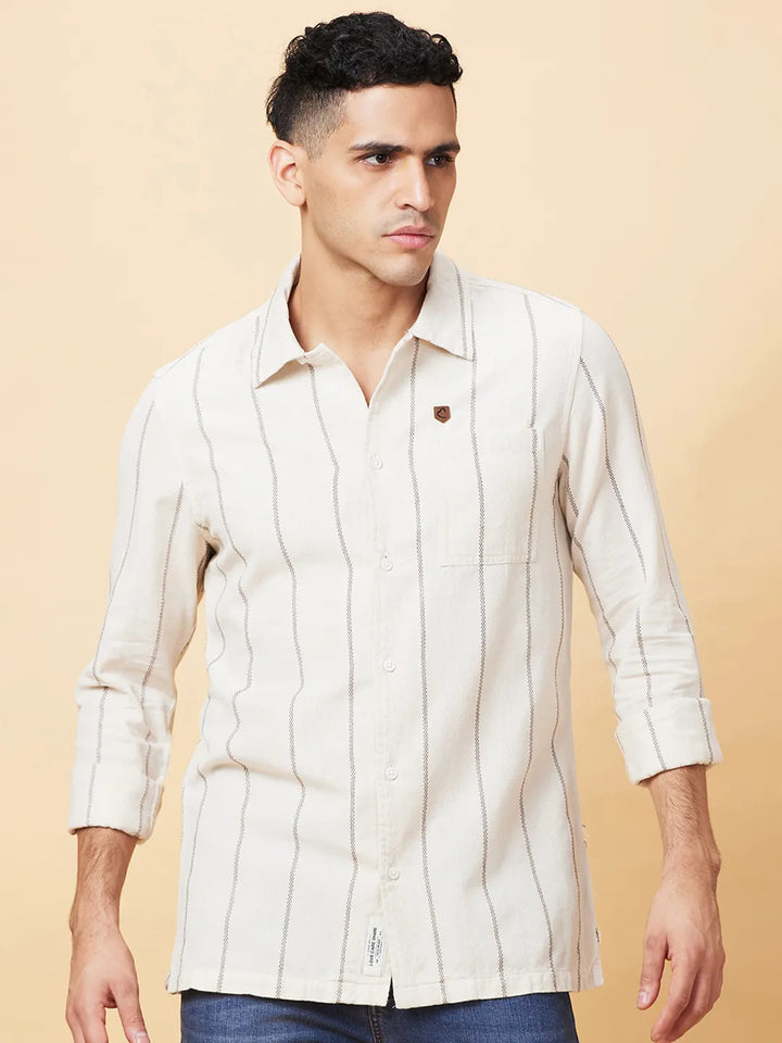 Sand Slim Fit Regular Collar Men's Shirt by Being Human Clothing