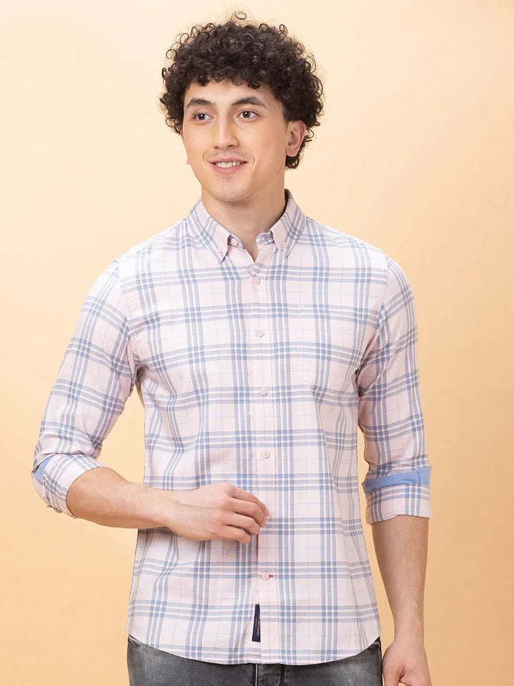 Pink Slim Fit Regular Collar Men's Shirt by Being Human Clothing