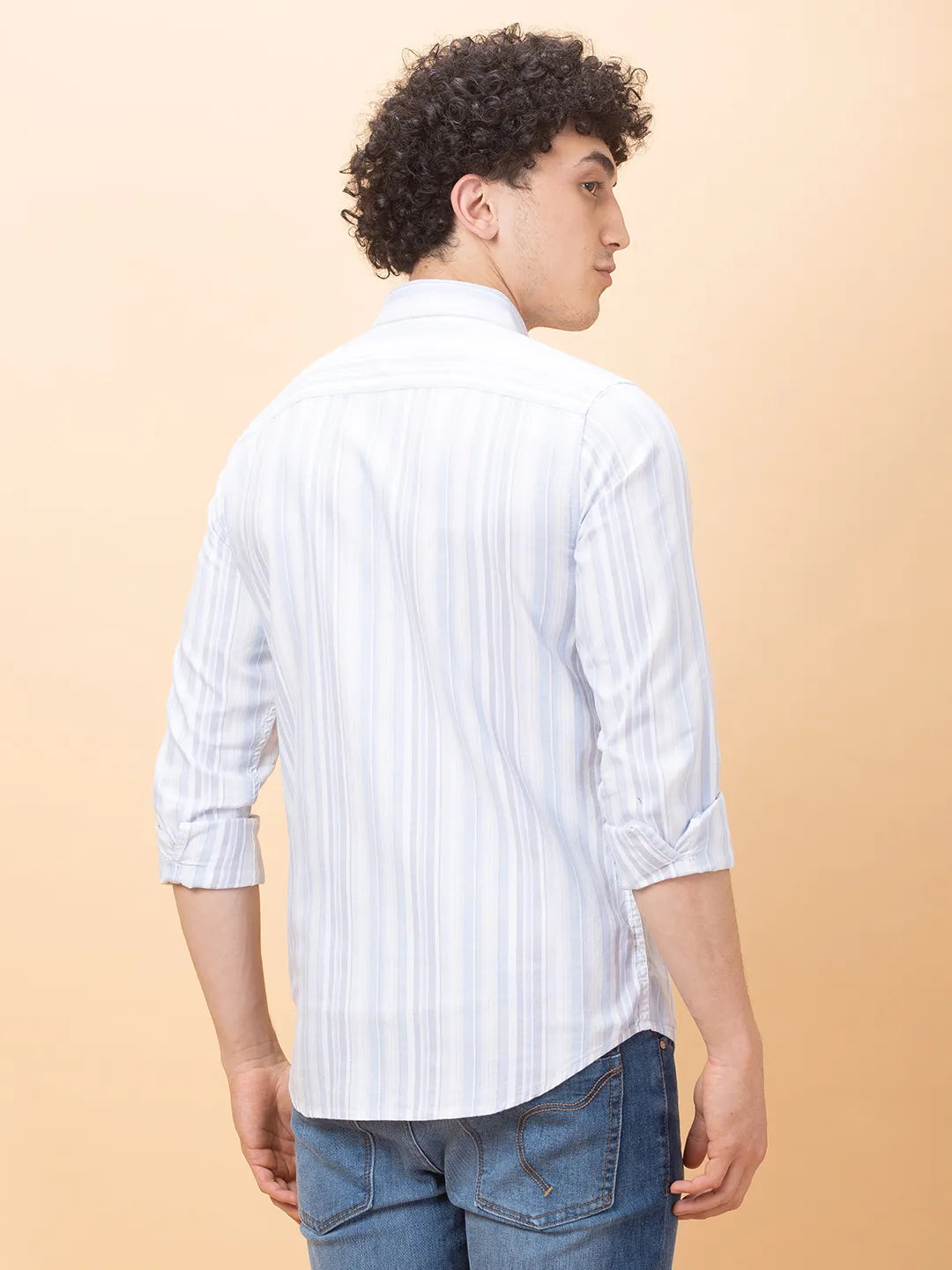 Light Blue Slim Fit Regular Collar Men's Shirt by Being Human Clothing