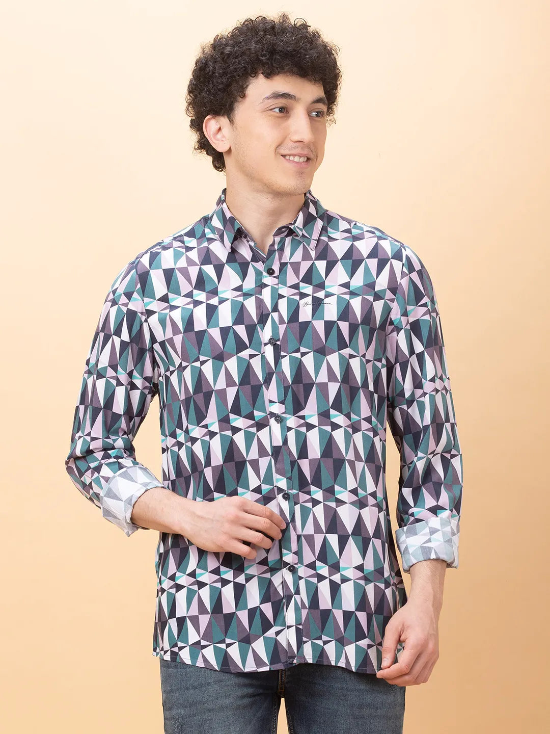 Emerald Slim Fit Regular Collar Men's Shirt by Being Human Clothing