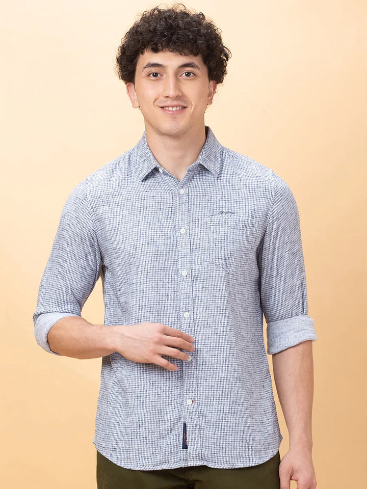 Blue Slim Fit Regular Collar Men's Shirt