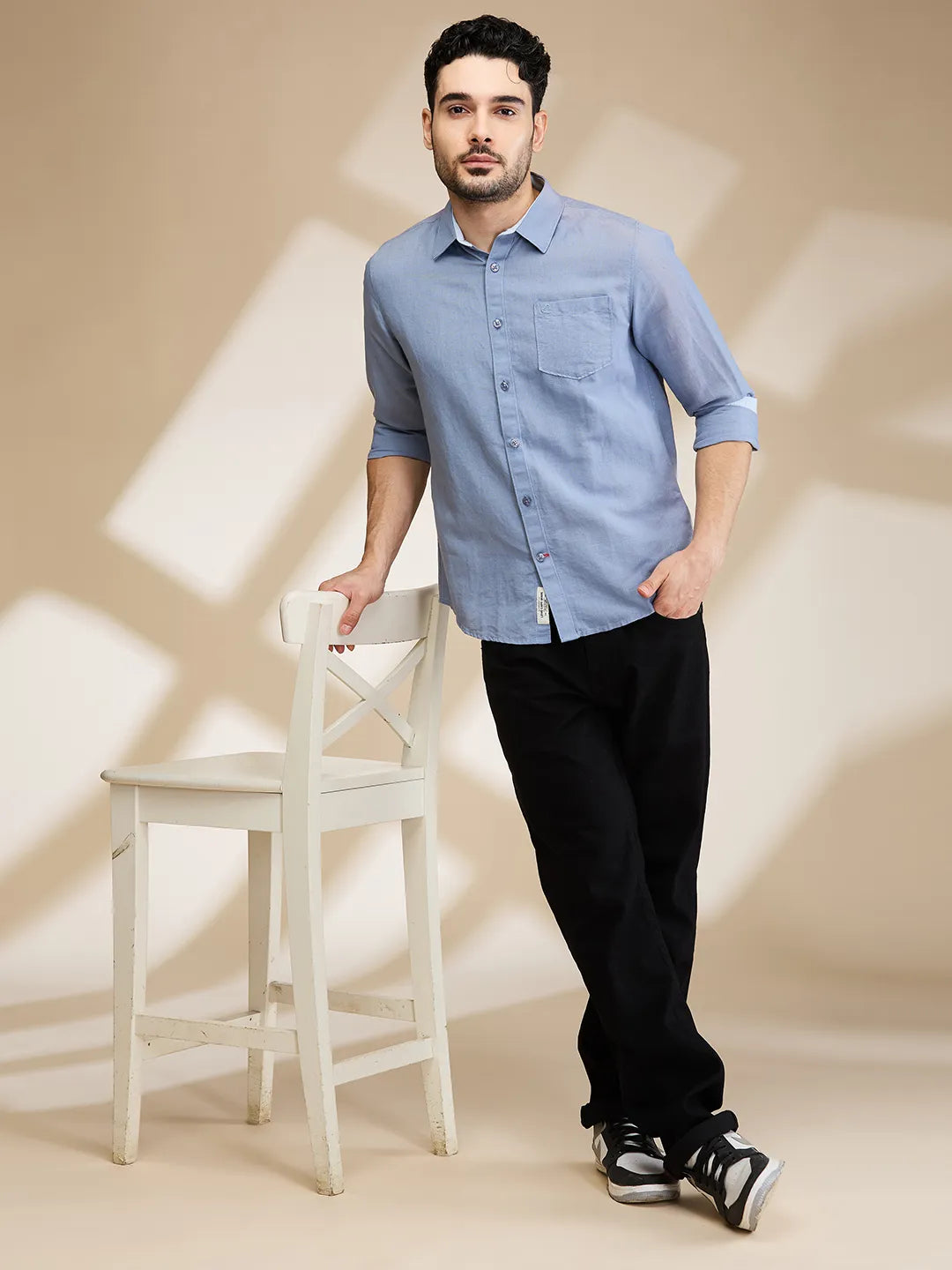 Mens-Top Shirts Grey by Being Human Clothing