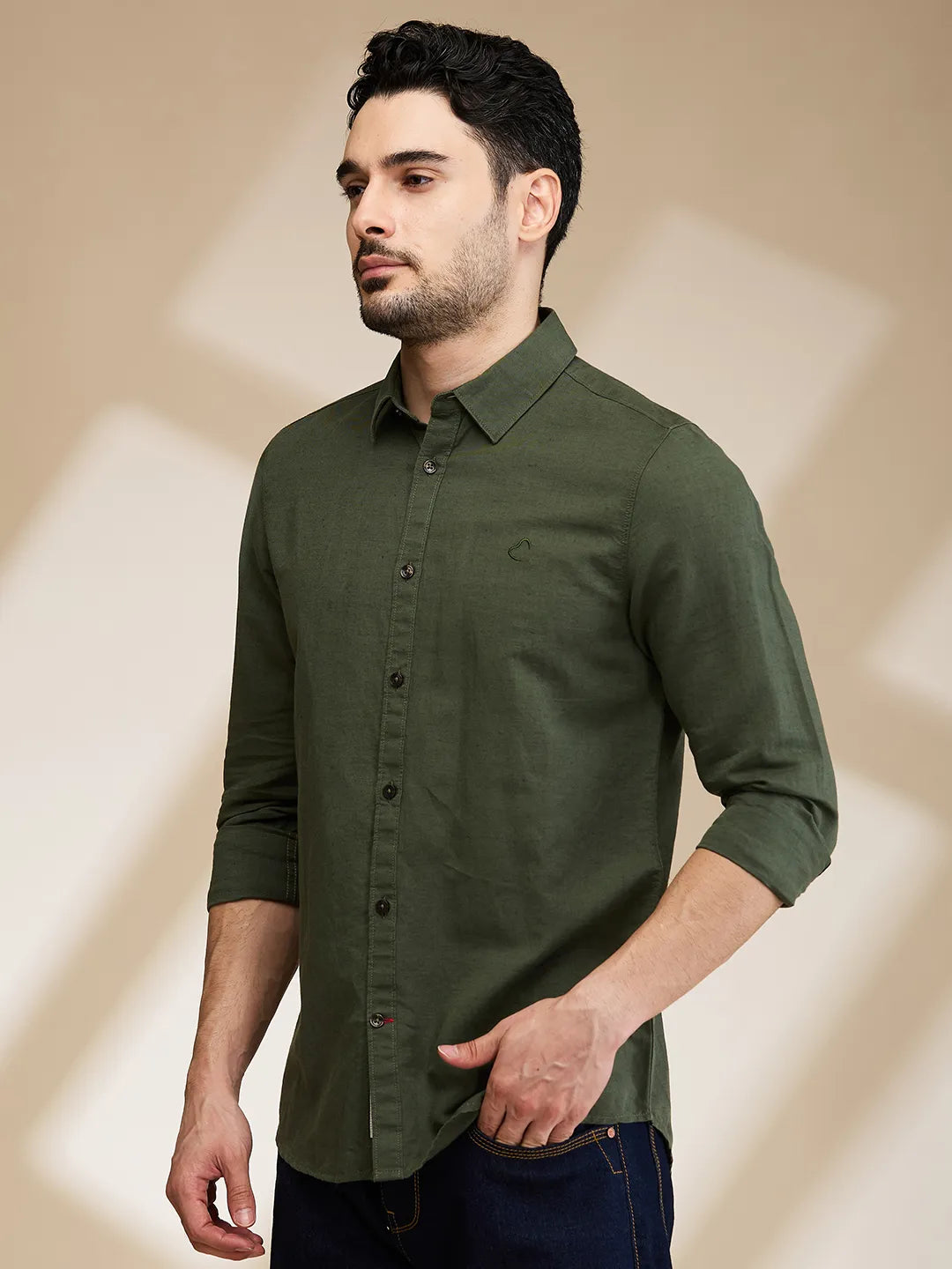 Mens-Top Shirts Olive by Being Human Clothing