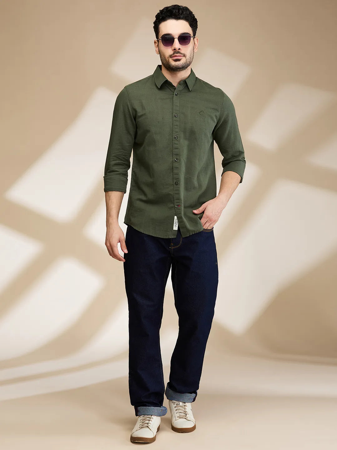 Mens-Top Shirts Olive by Being Human Clothing