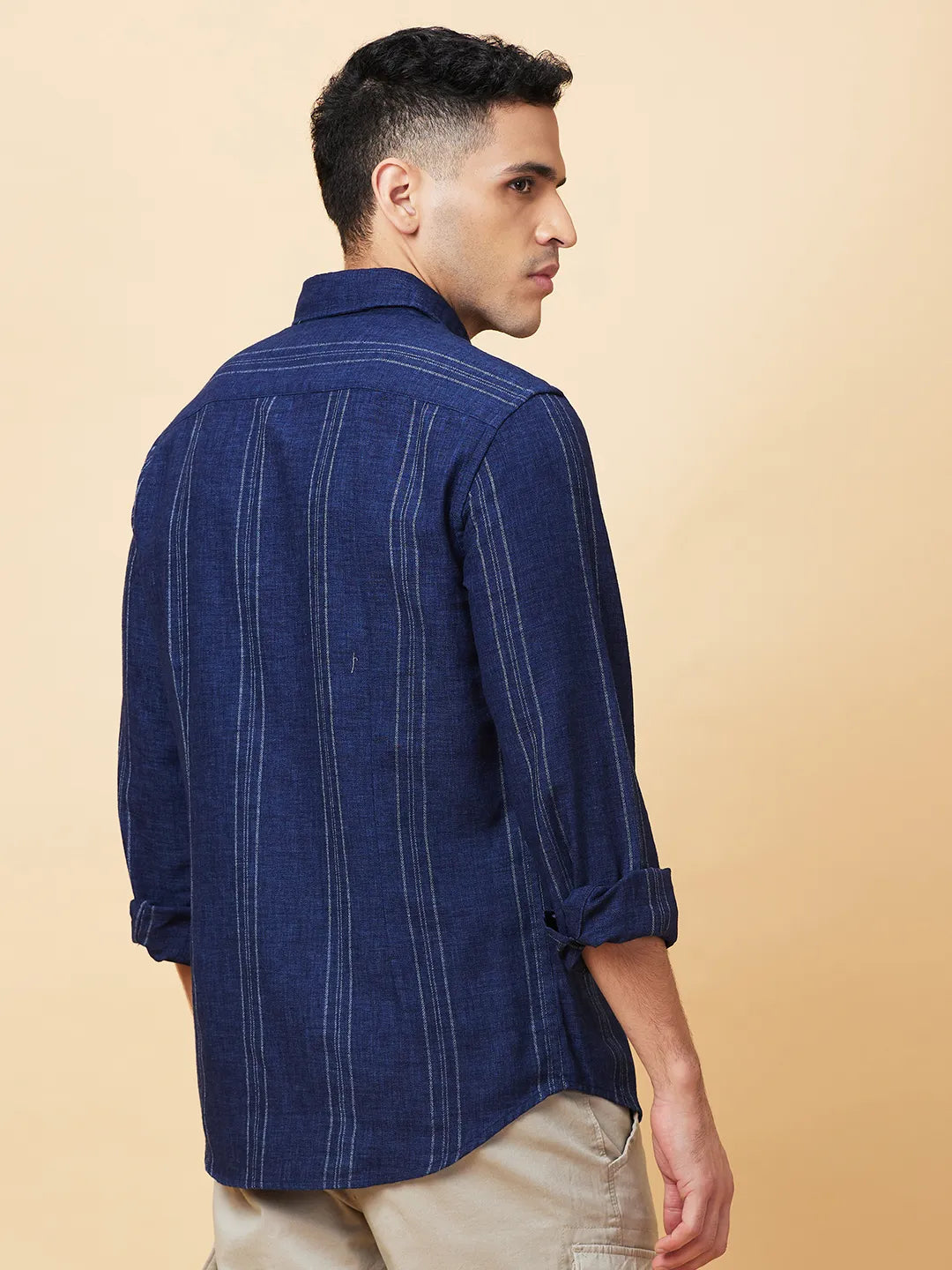 Navy Slim Fit Regular Collar Mens' Shirt by Being Human Clothing