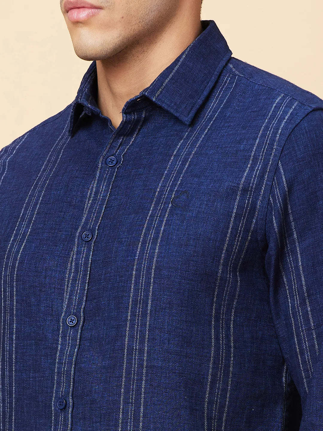 Navy Slim Fit Regular Collar Mens' Shirt by Being Human Clothing