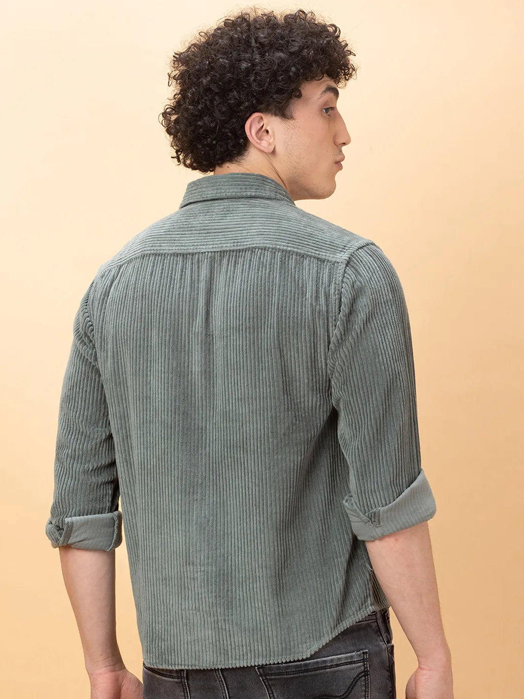 Green Slim Fit Regular Collar Men's Shirt by Being Human Clothing