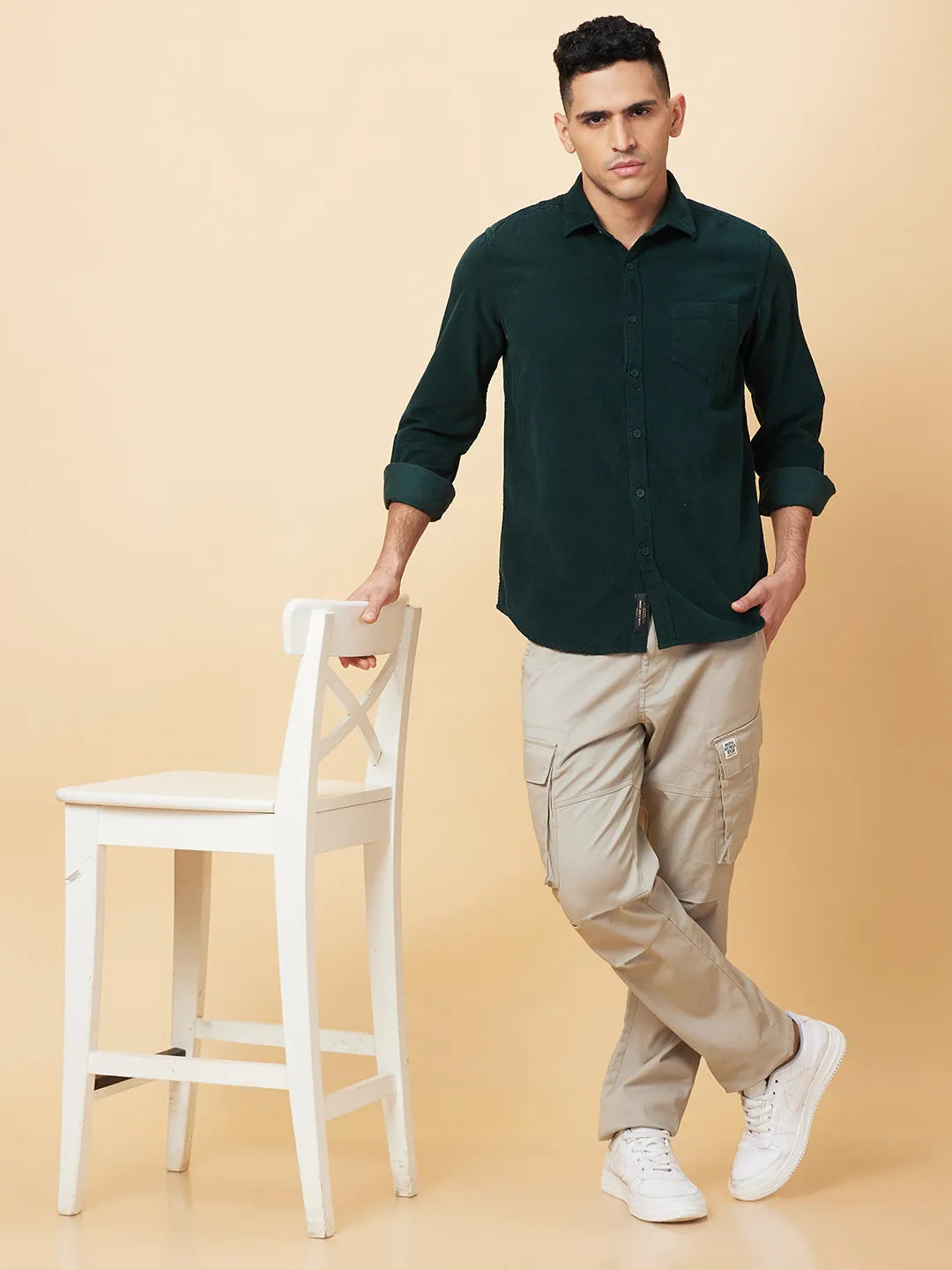 Mens-Top Shirts Green by Being Human Clothing