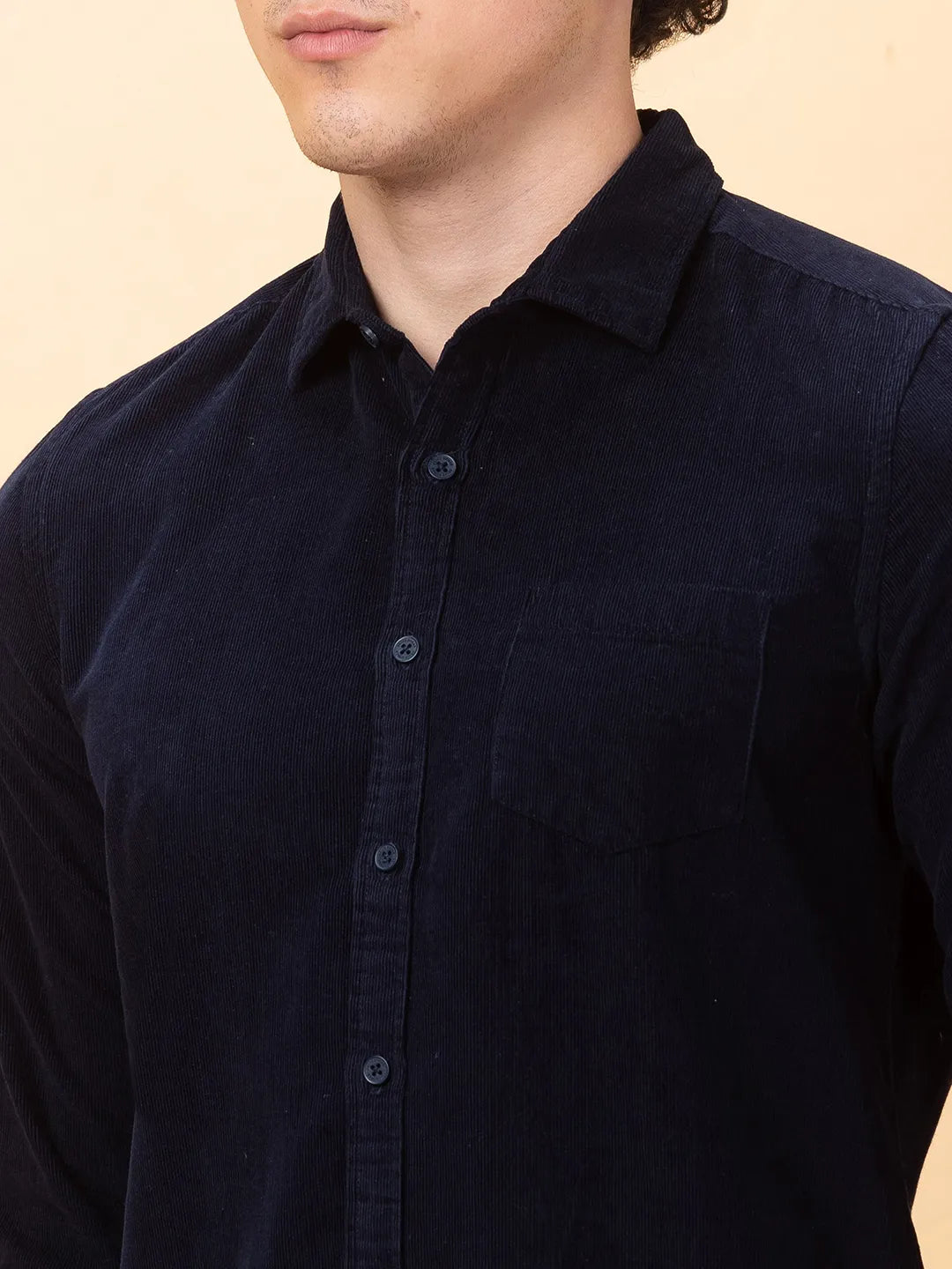 Navy Slim Fit Regular Collar Men's Shirt by Being Human Clothing