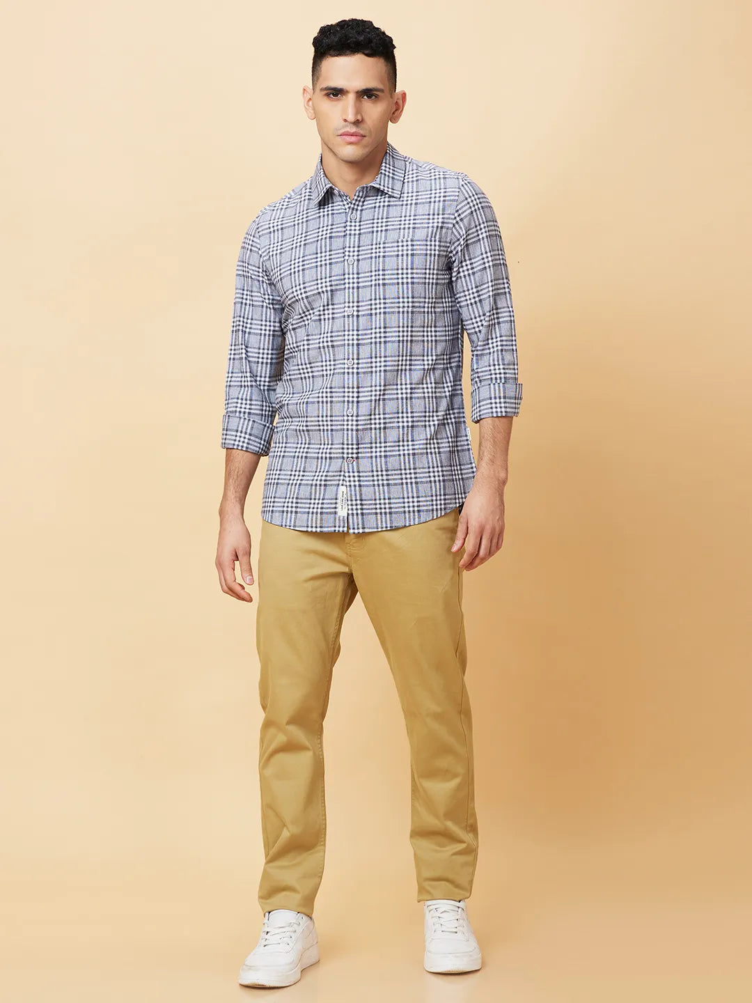 Black Slim Fit Regular Collar Men's Shirt by Being Human Clothing