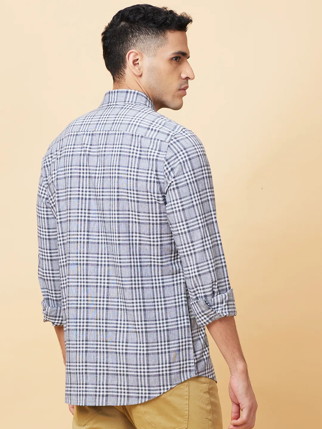 Black Slim Fit Regular Collar Men's Shirt by Being Human Clothing