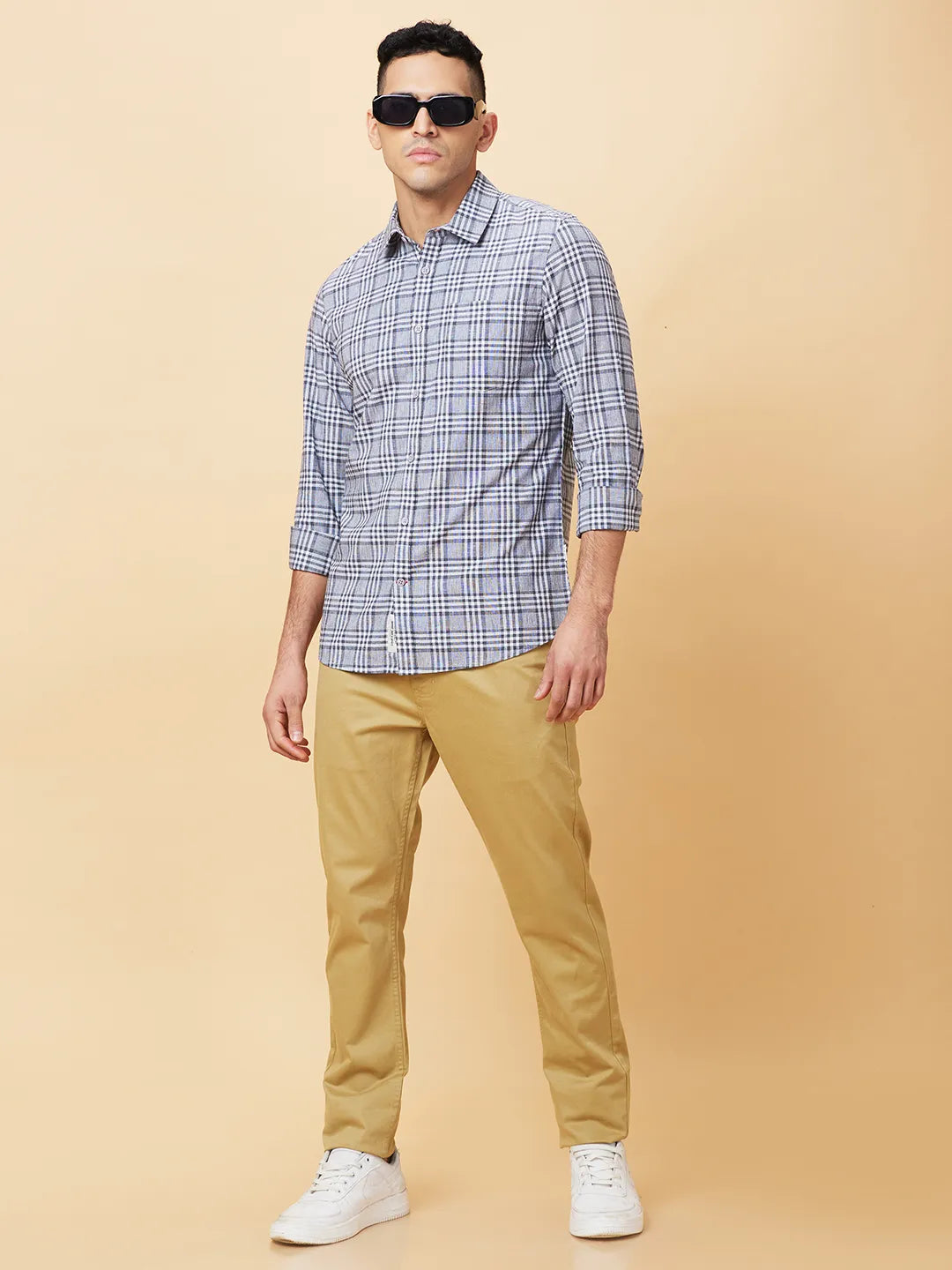 Black Slim Fit Regular Collar Men's Shirt by Being Human Clothing