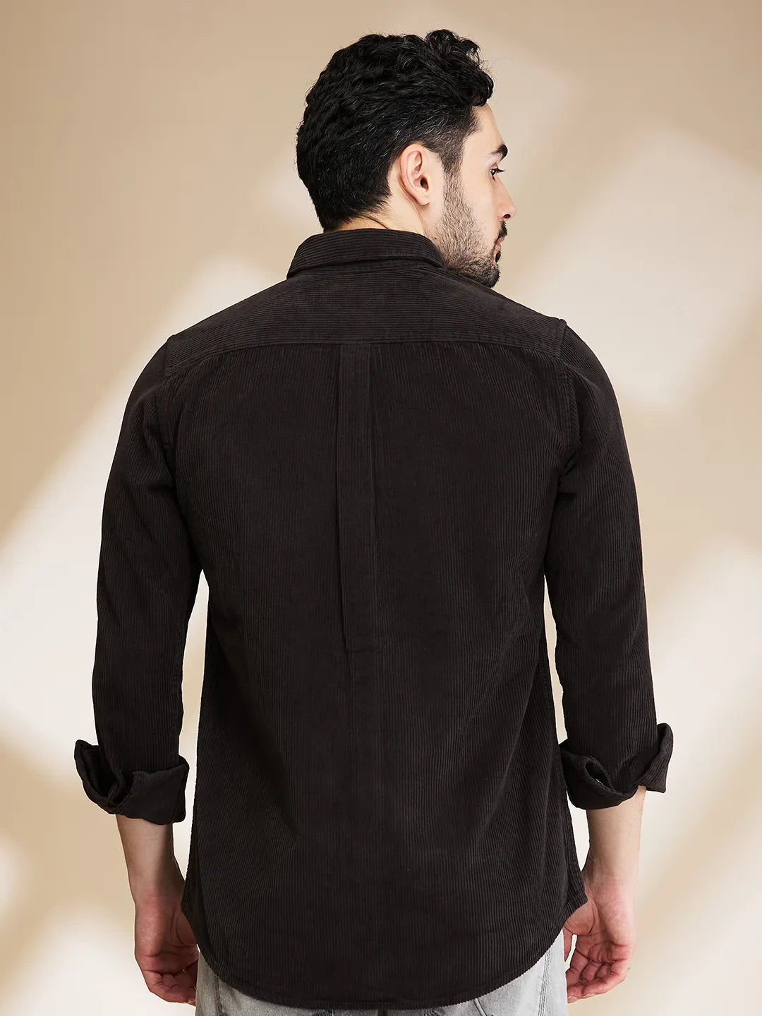 Grey Slim Fit Regular Collar Men's Shirt by Being Human Clothing