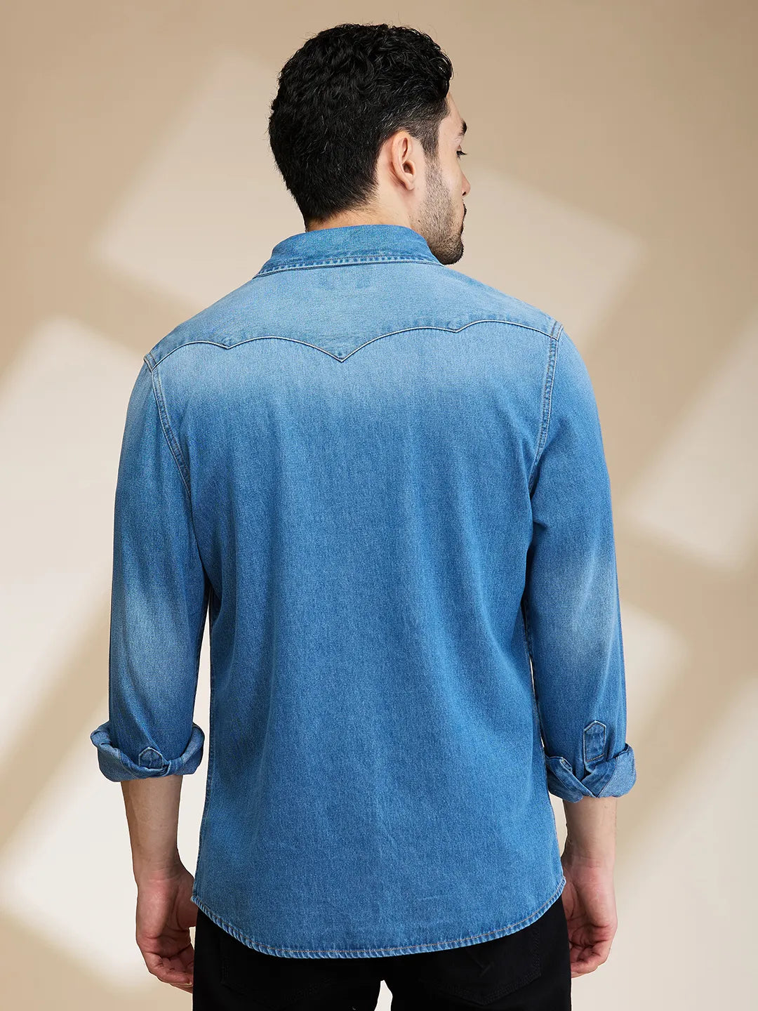 Mens-Top Shirts Mid Blue by Being Human Clothing