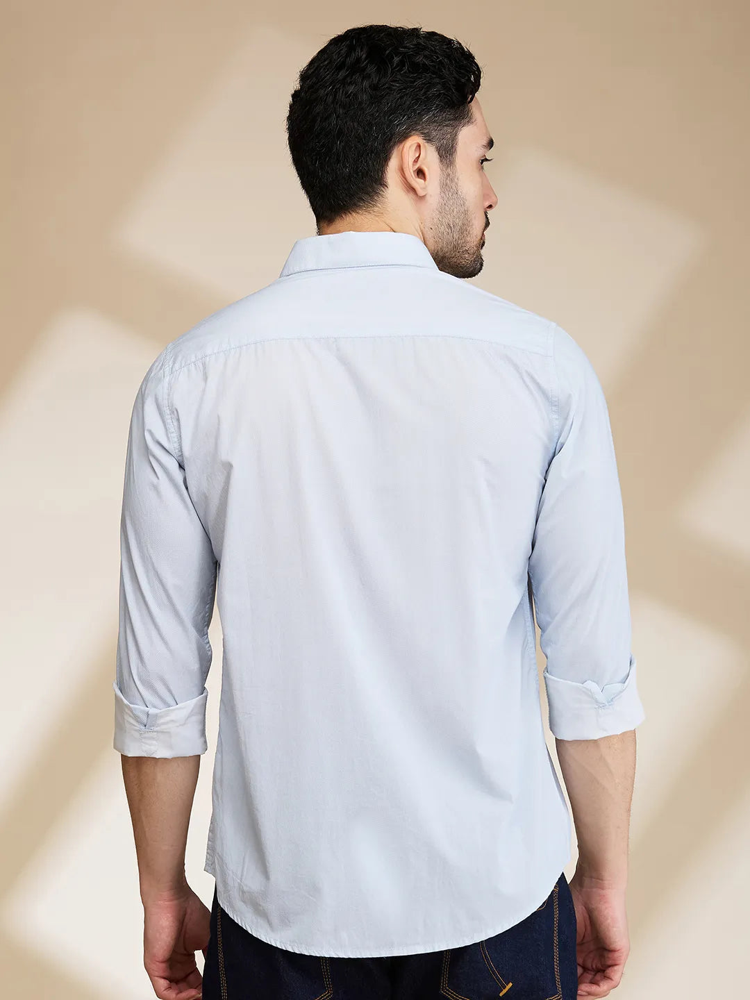 Light Blue Slim Fit Regular Collar Men's Shirt by Being Human Clothing