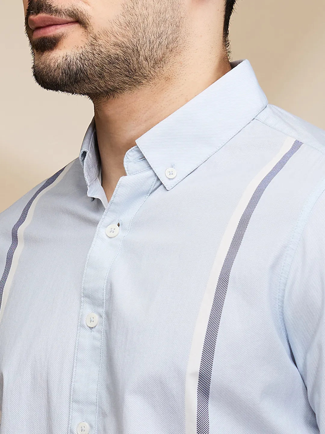 Light Blue Slim Fit Regular Collar Men's Shirt by Being Human Clothing