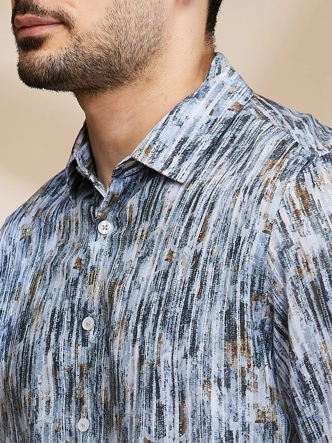 Grey Slim Fit Regular Collar Men's Shirt by Being Human Clothing