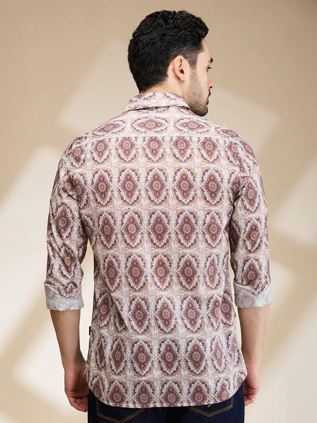 Brown Slim Fit Regular Collar Men's Shirt by Being Human Clothing