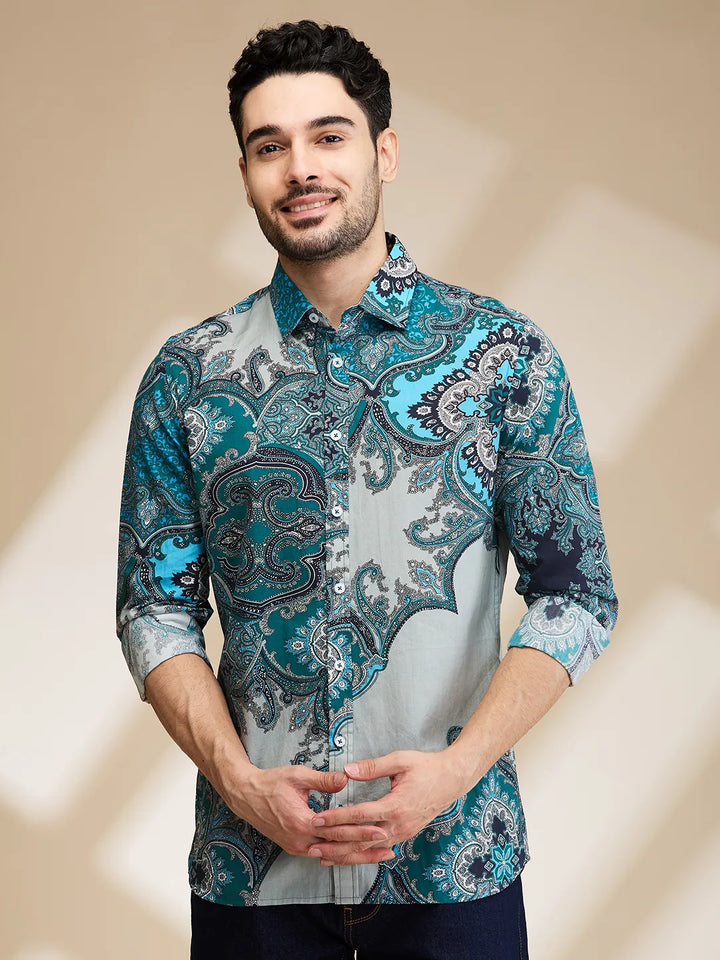 Blue Slim Fit Regular Collar Men's Shirt