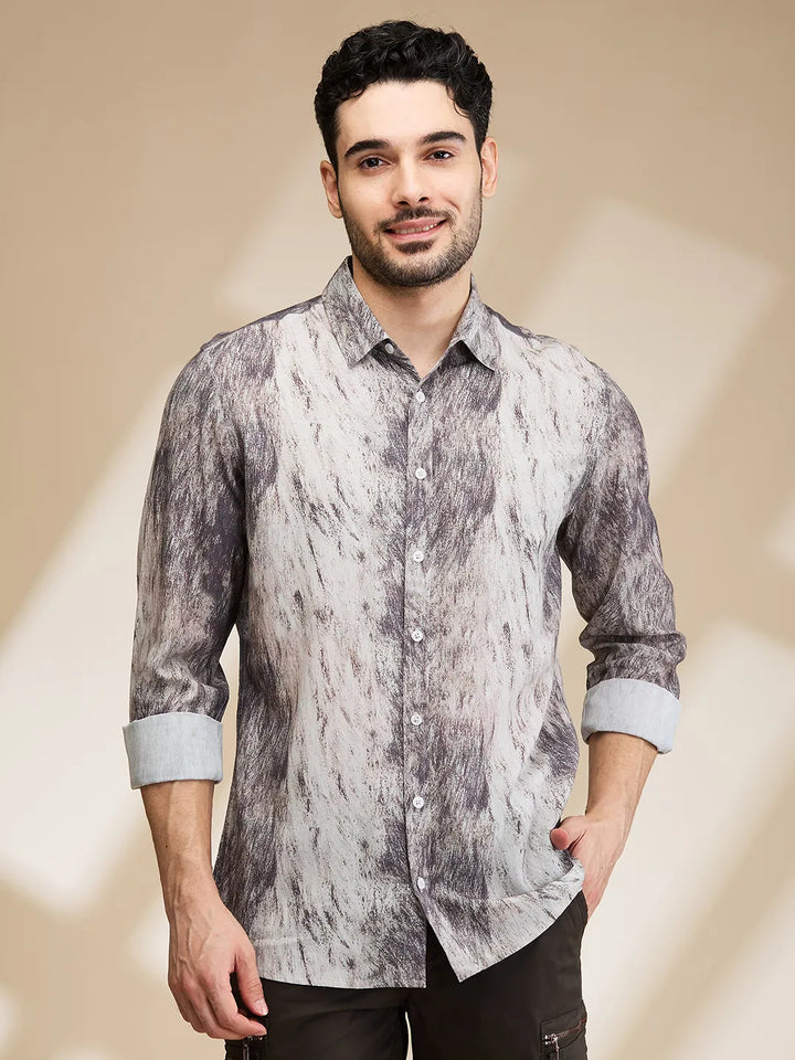 Brown Slim Fit Regular Collar Men's Shirt