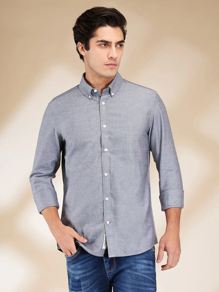 Black Moderno Fit Regular Collar Long Sleeves Men's Shirt