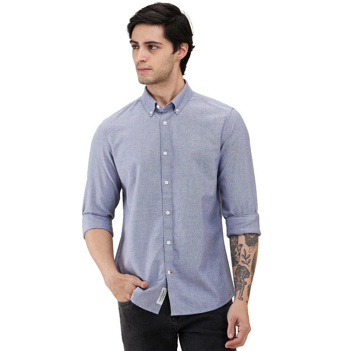 Navy Slim Fit Regular Collar Men's Shirt