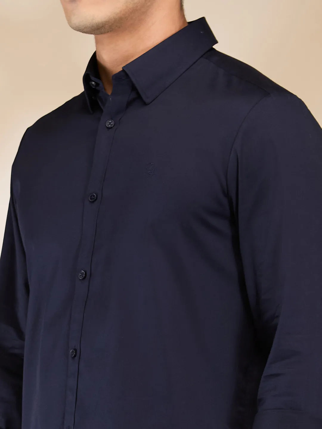 Navy Slim Fit Regular Collar Men's Shirt by Being Human Clothing