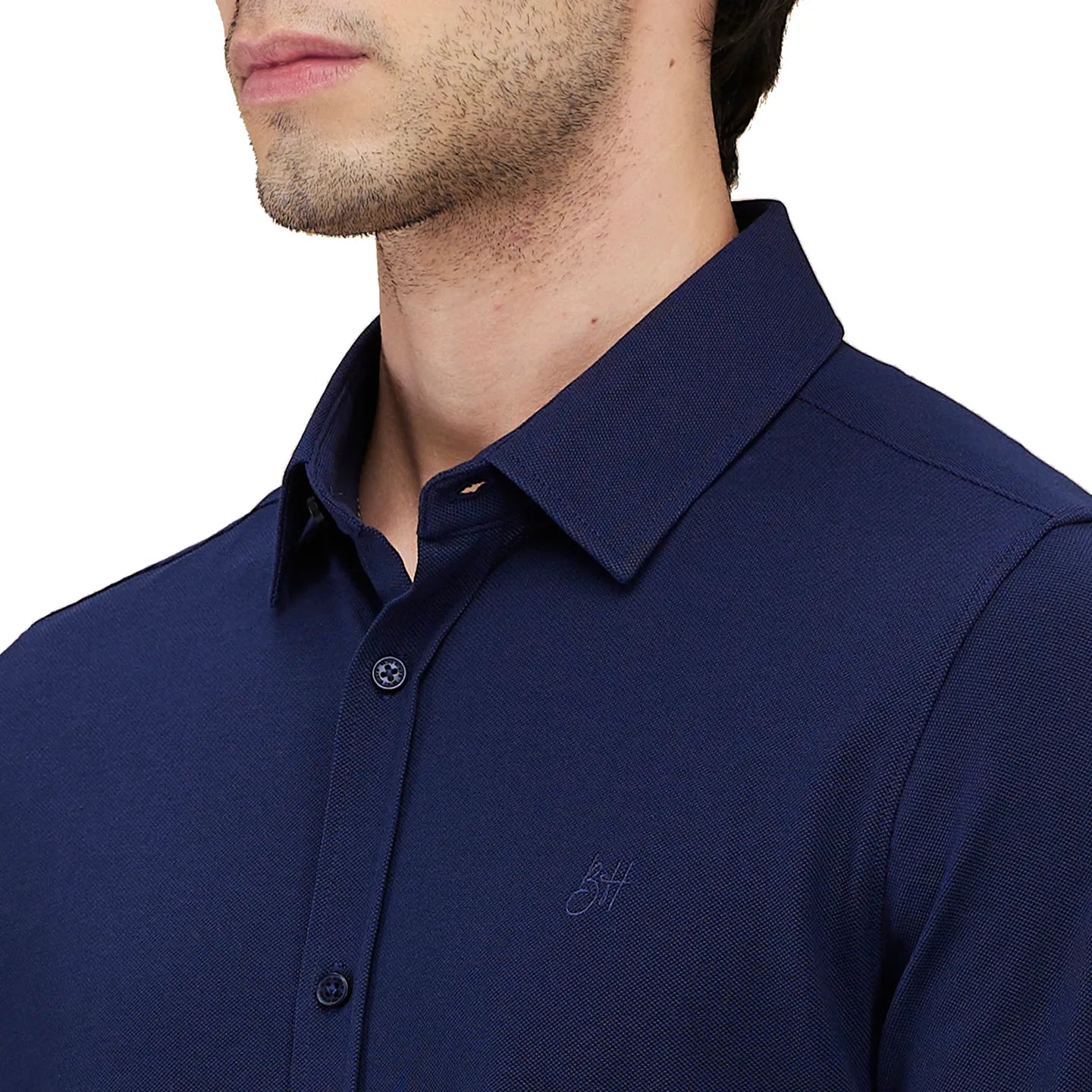 Navy Slim Fit Regular Collar Men's Shirt by Being Human Clothing