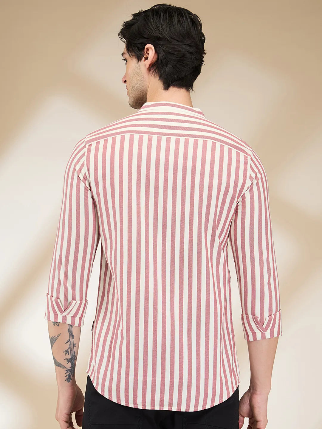 Red Regular Fit Regular Collar Men's Shirt by Being Human Clothing