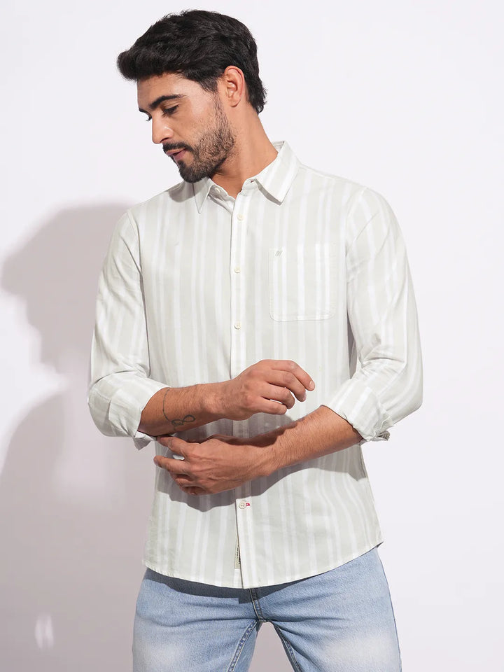 Grey Moderno Fit Regular Collar Long Sleeves Men's Shirt