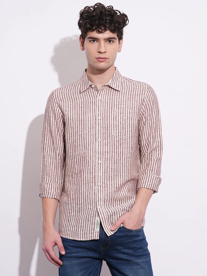 Yellow Moderno Fit Regular Collar Long Sleeves Men's Shirt