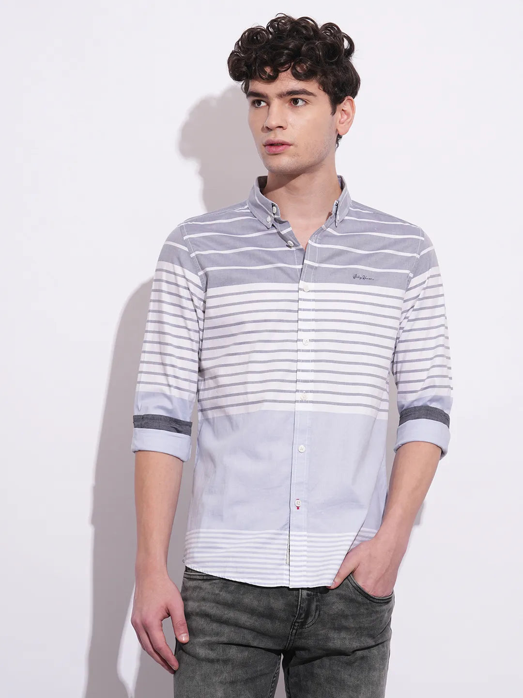 Blue Regular Fit Regular Collar Men's Shirt by Being Human Clothing