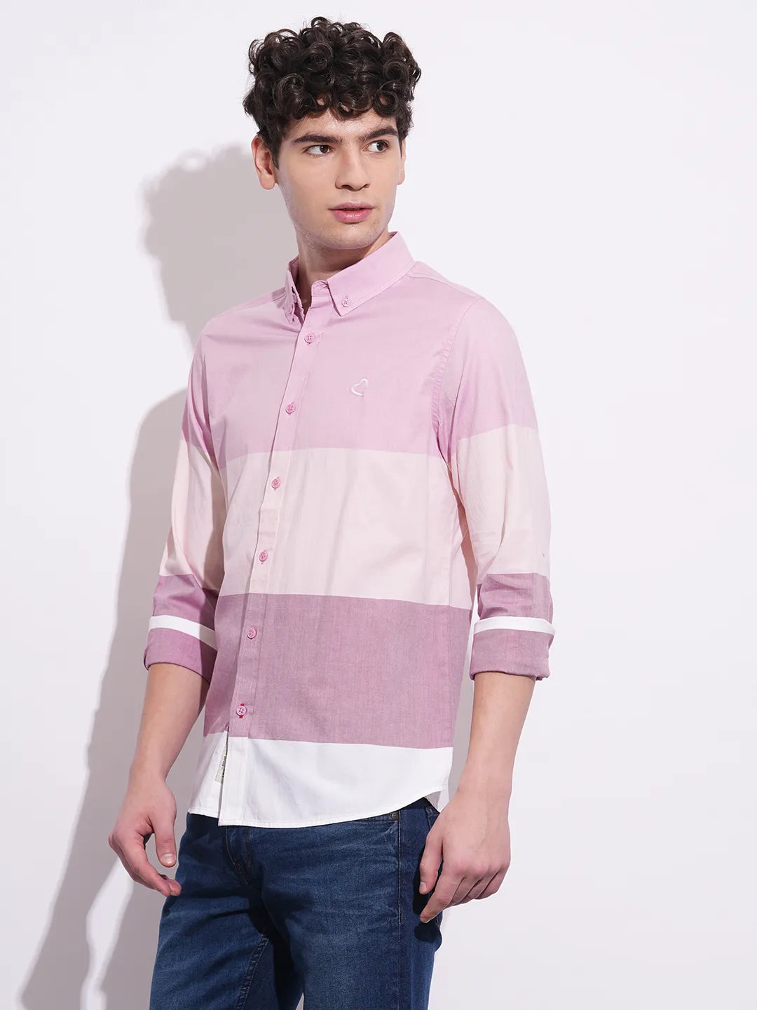 Pink  Regular Fit Regular Collar Mens' Shirt by Being Human Clothing