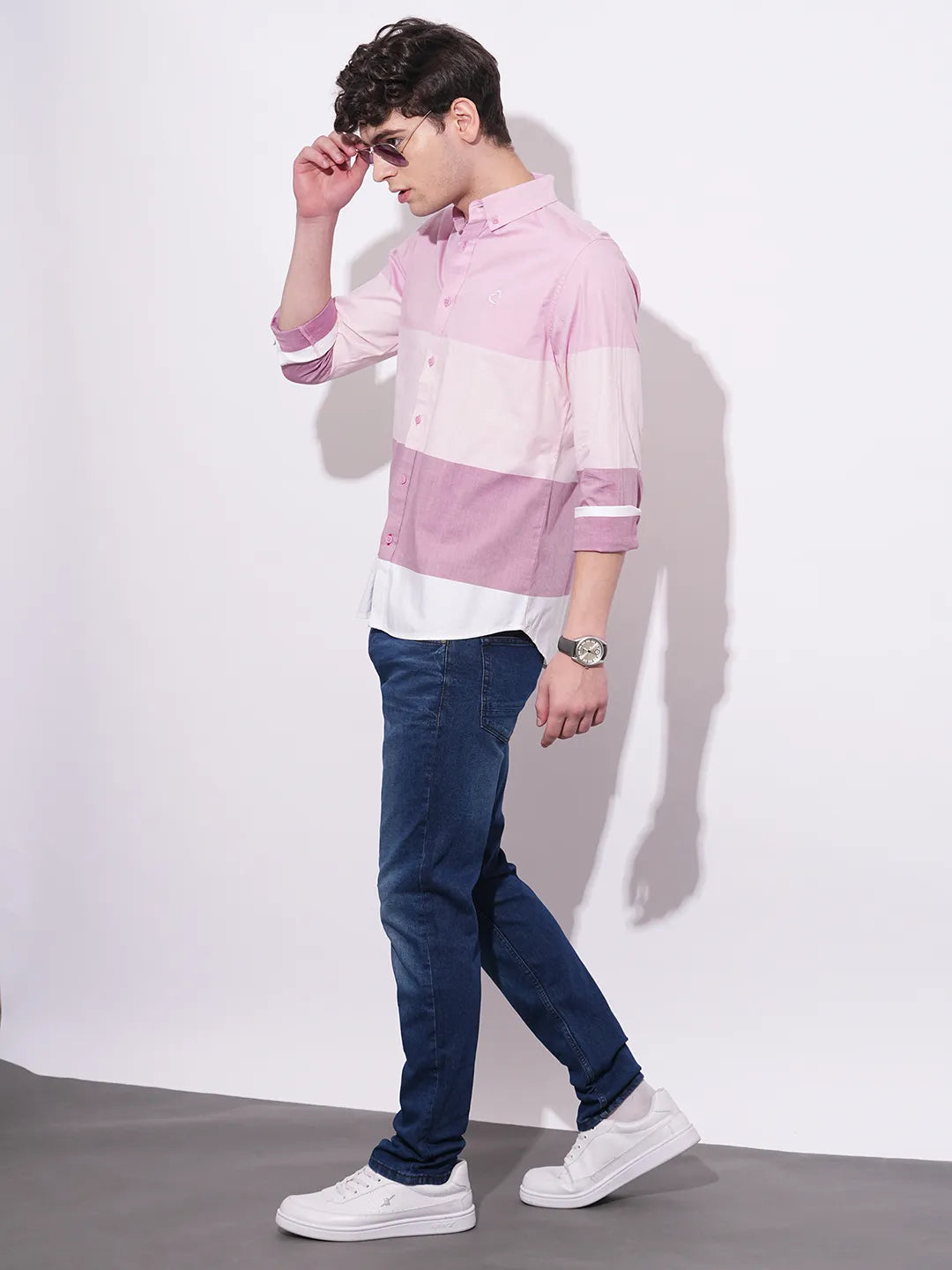 Pink  Regular Fit Regular Collar Mens' Shirt by Being Human Clothing