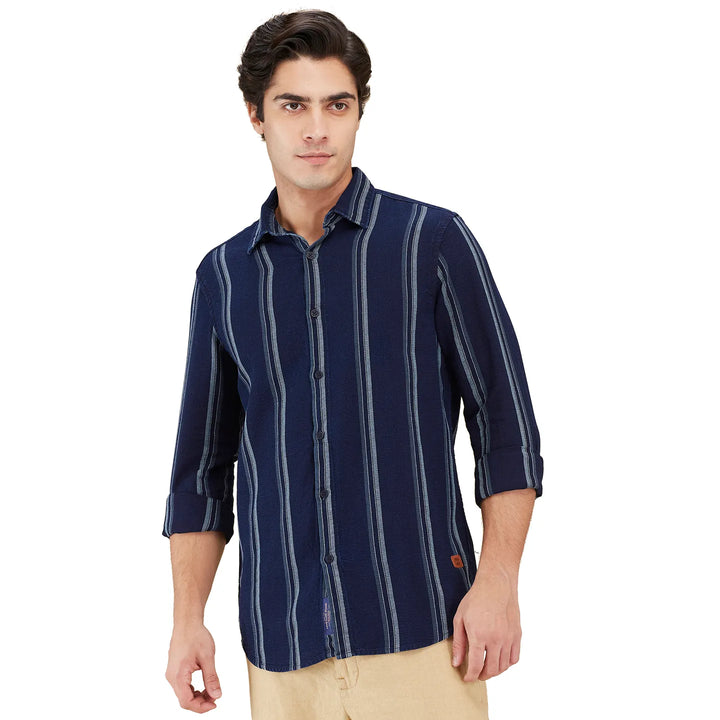 Navy Regular Fit Regular Collar Men's Shirt