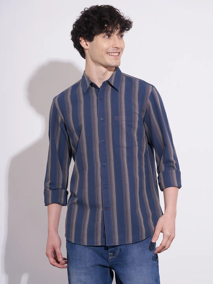 Navy Regular Fit Regular Collar Men's Shirt by Being Human Clothing