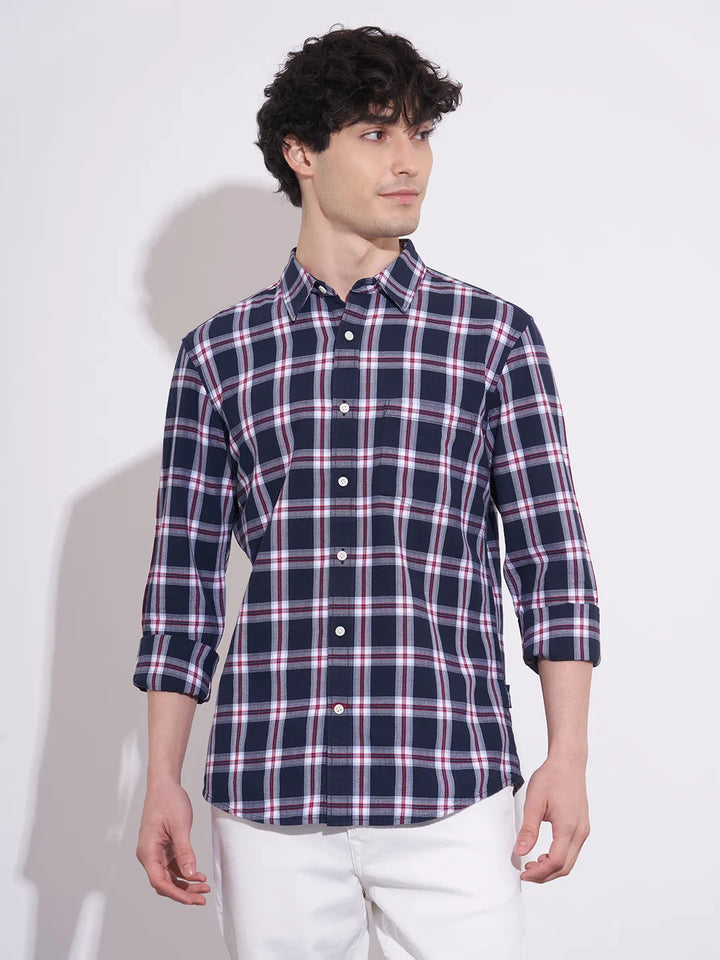 Navy Regular Fit Men's Shirt by Being Human Clothing