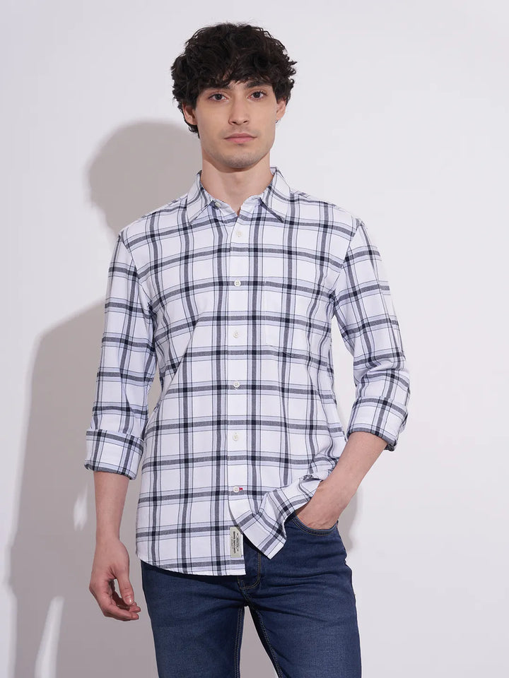 White Regular Fit Men's Shirt by Being Human Clothing