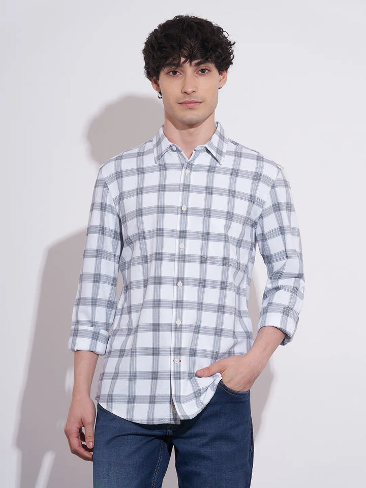 White Regular Fit Regular Collar Men's Shirt by Being Human Clothing