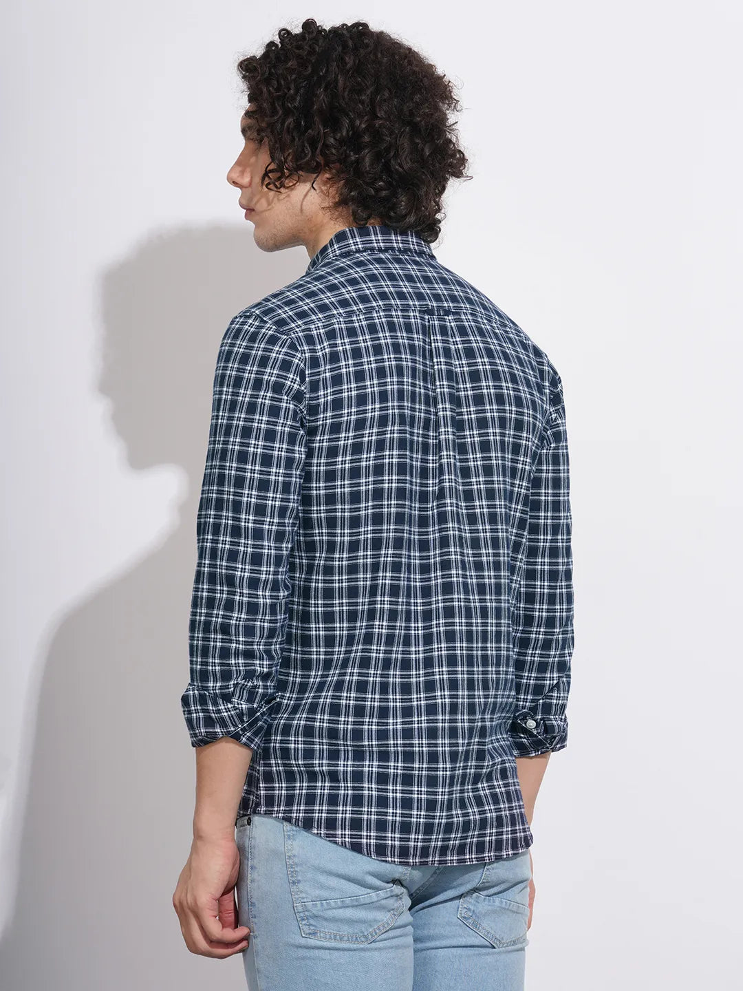 Navy Regular Fit Regular Collar Men's Shirt by Being Human Clothing