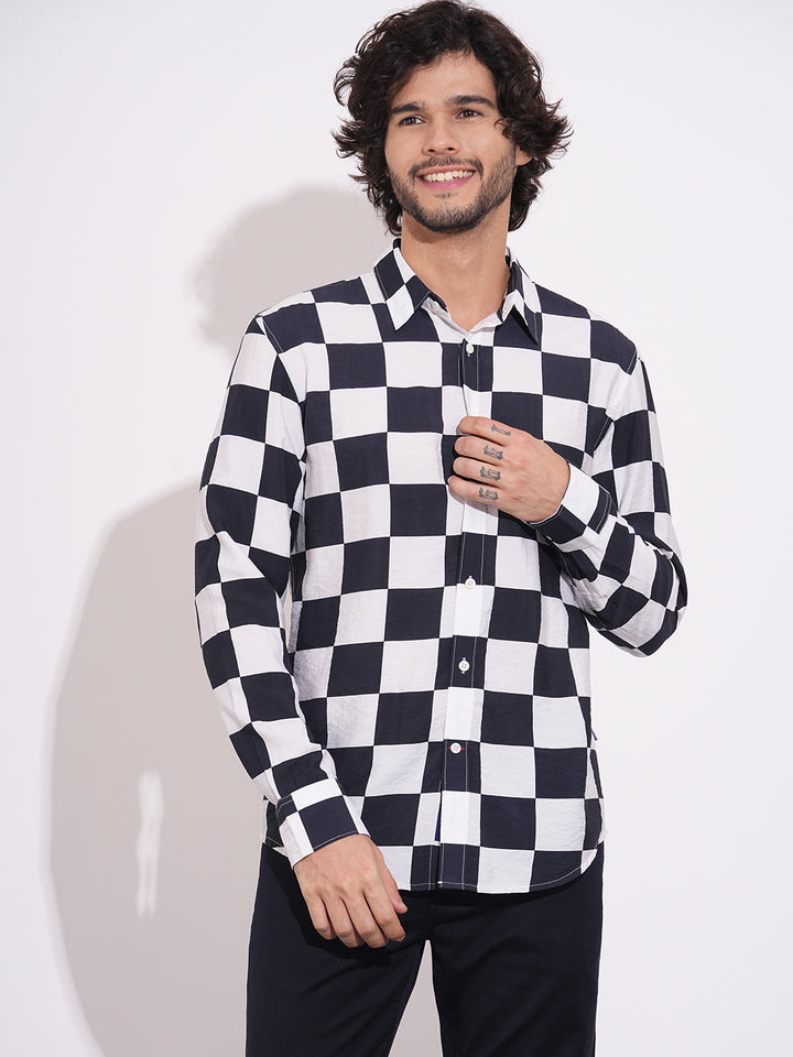 Blue Moderno Fit Regular Collar Long Sleeves Viscose Blend Men's Shirt by Being Human Clothing