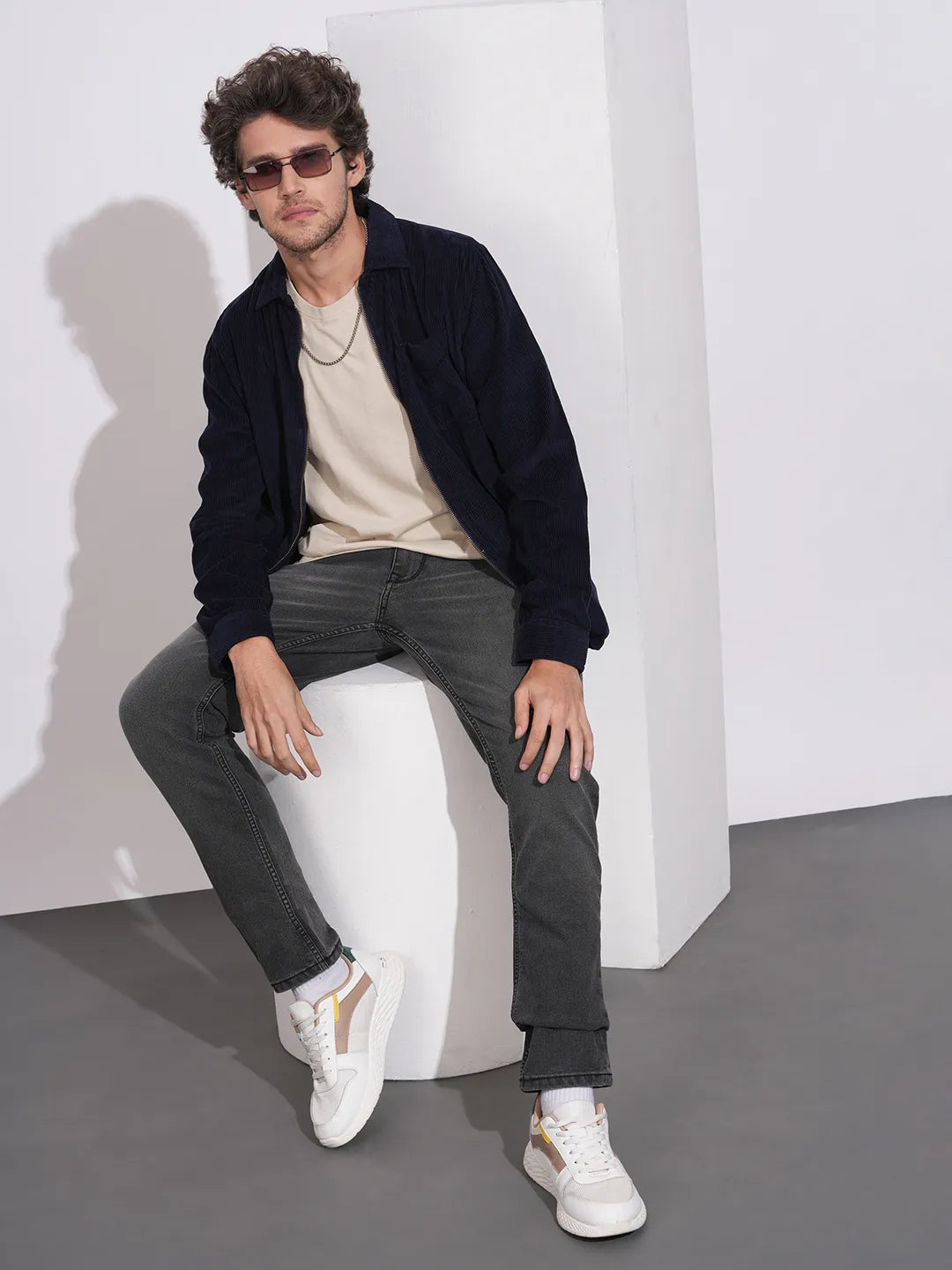 Navy Regular Fit Regular Collar Men's Shacket by Being Human Clothing