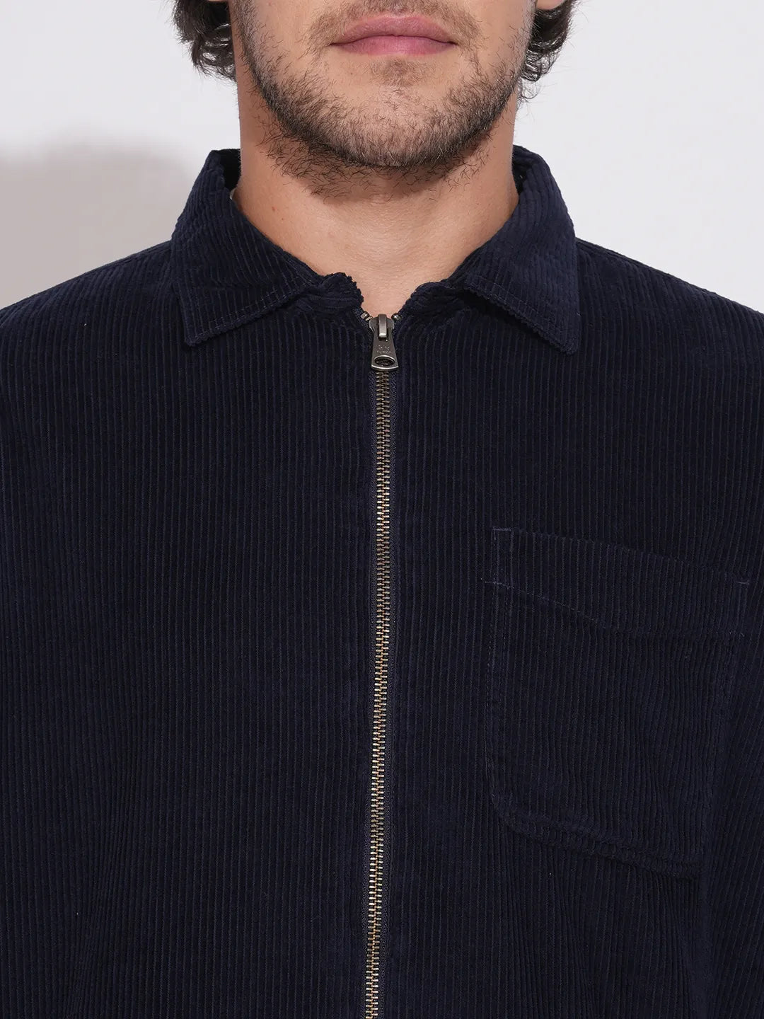 Navy Regular Fit Regular Collar Men's Shacket by Being Human Clothing