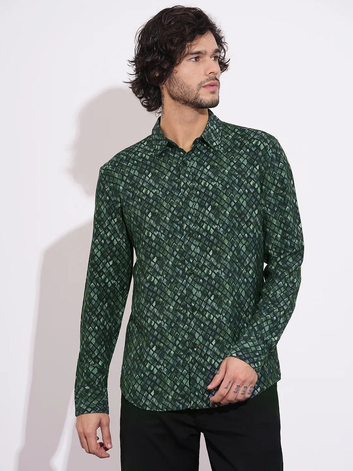 Black Moderno Fit Regular Collar Long Sleeves Viscose Blend Men's Shirt