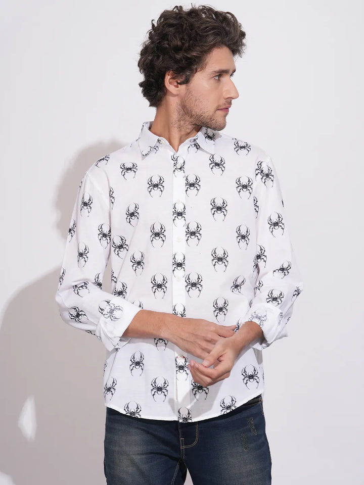 White Regular Fit Regular Collar Men's Shirt by Being Human Clothing